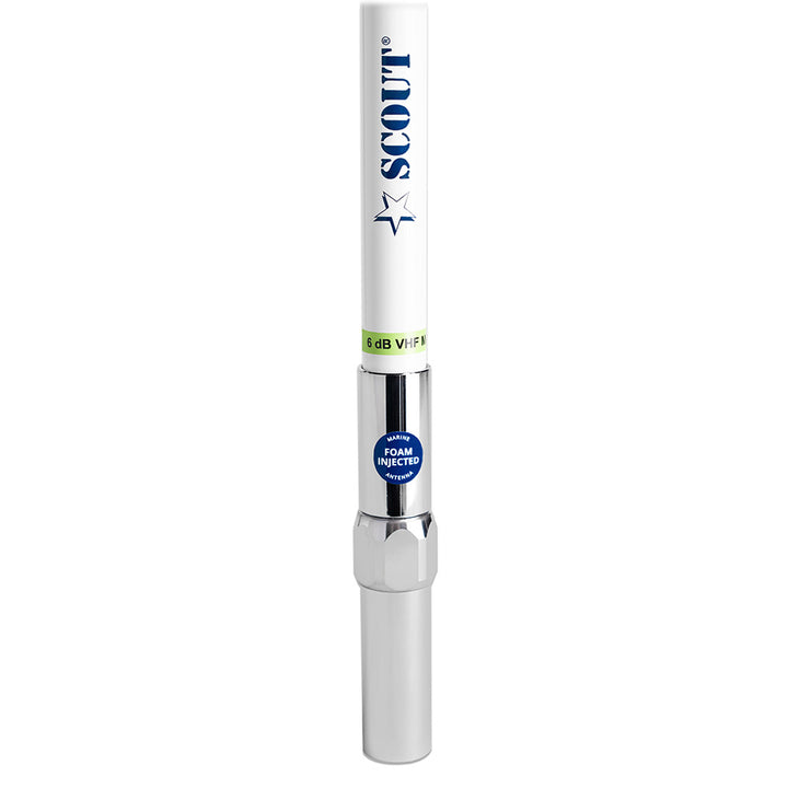 Scout 8' QuickFit White VHF Antenna w/5M Cable + FME Quick 6 Foam Filled 6db Solid Brass  Copper Element [PF AN NVHF00040T]