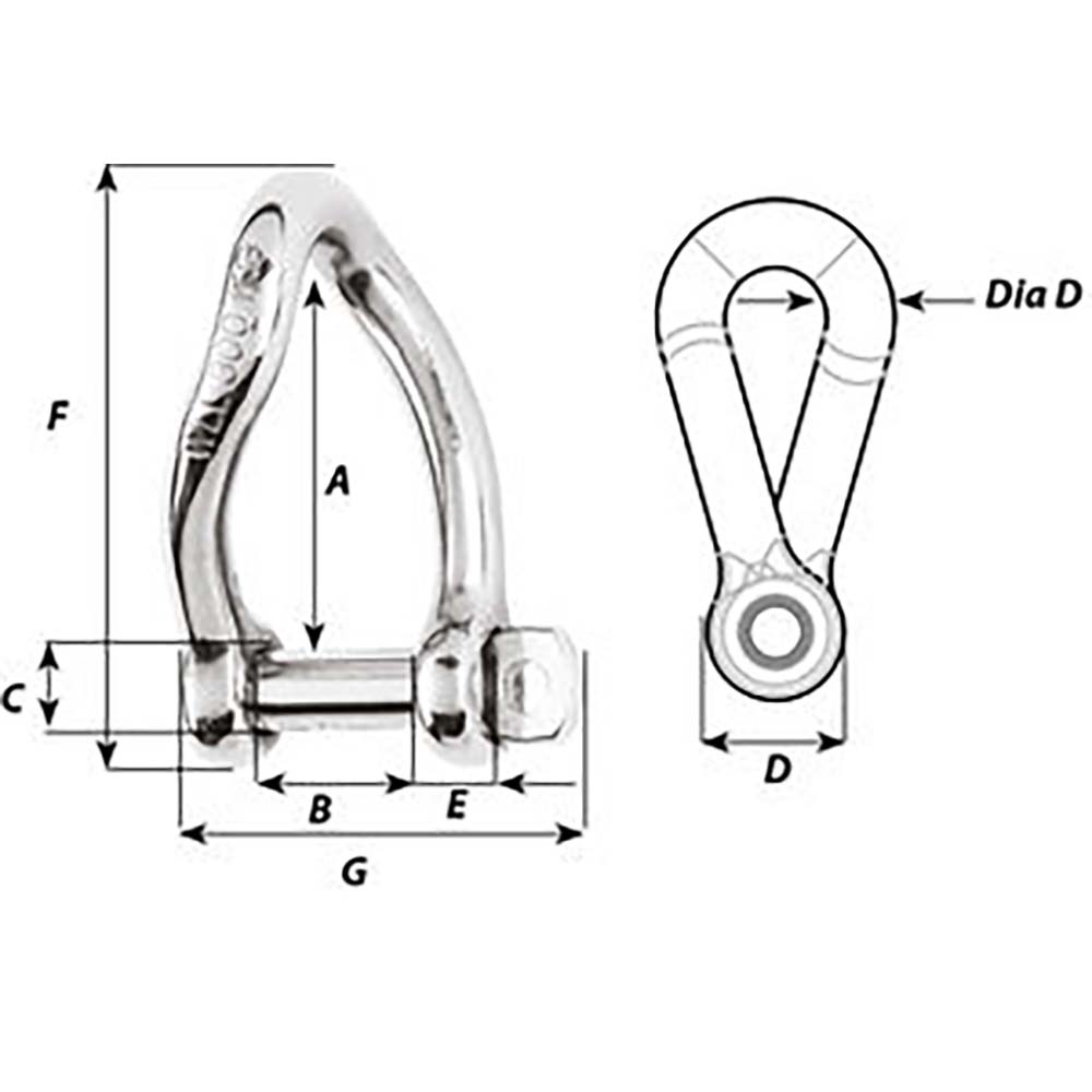 Wichard Self-Locking Twisted Shackle - Diameter 5mm - 3/16" [1222W]