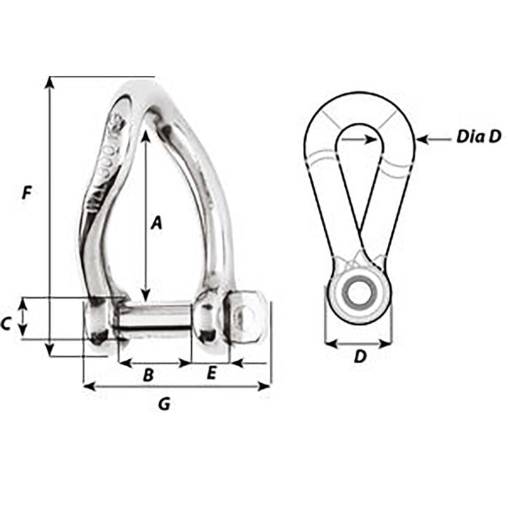 Wichard Self-Locking Twisted Shackle - Diameter 5mm - 3/16" [1222W]