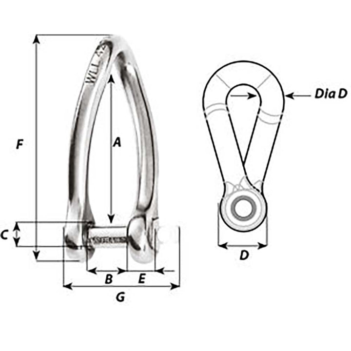 Wichard Captive Pin Twisted Shackle - Diameter 5mm - 3/16" [1422W]