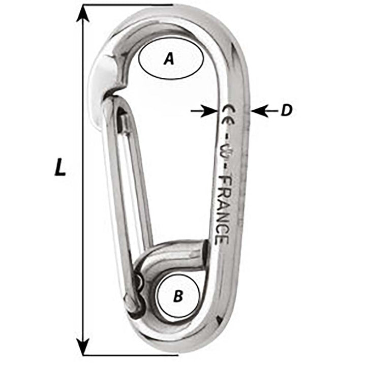 Wichard Symmetric Carbine Hook - Length 60mm - 1/4" [2313W]