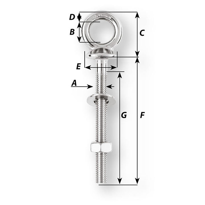 Wichard Eye Bolt - M10 x 150mm - Length 100mm [6495W]