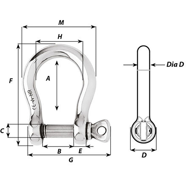 Wichard HR Bow Shackle - 16mm Diameter - 5/8" [11247W]