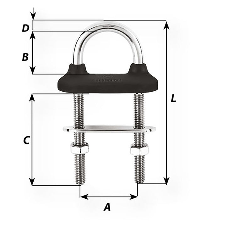 Wichard Black Watertight U-Bolt - 10mm Diameter - 25/64" - 110mm Length - 4-21/64" [65451W]