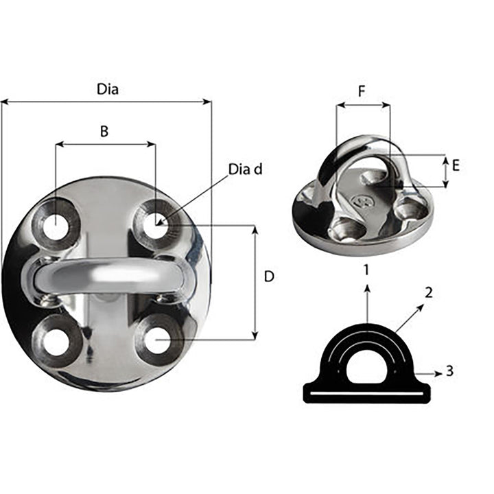 Wichard Round Pad Eye - 57mm Diameter (2-1/4") - Fixed [6635W]