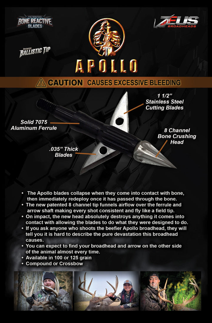 APOLLO 100 GRAIN BROADHEADS (3 PACK)