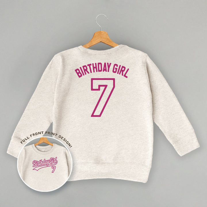 Birthday Girl Varsity #7 (Kids Back Print)