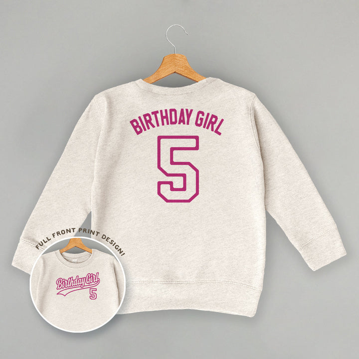 Birthday Girl Varsity #5 (Kids Back Print)