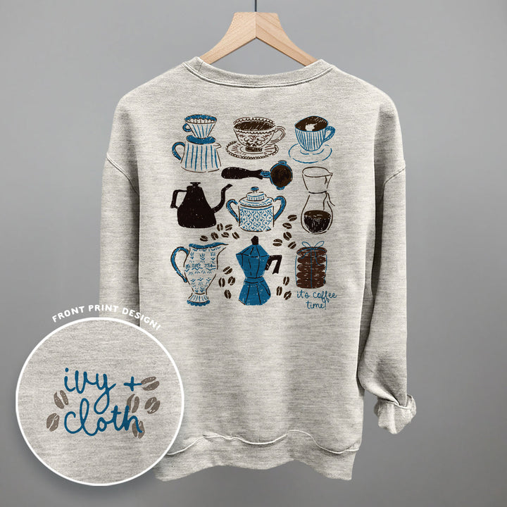 Blue & Brown Coffee Doodles (Back Print)