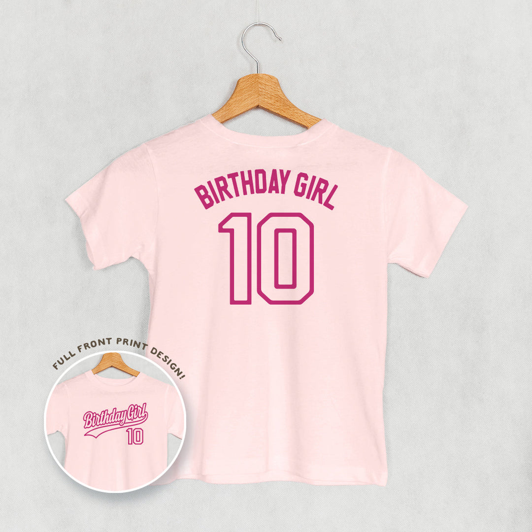 Birthday Girl Varsity #10 (Kids Back Print)