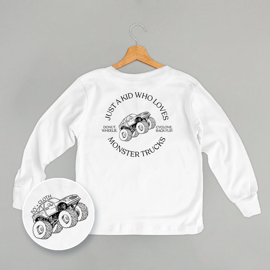 Just A Kid Who Loves Monster Trucks (Kids Back Print)