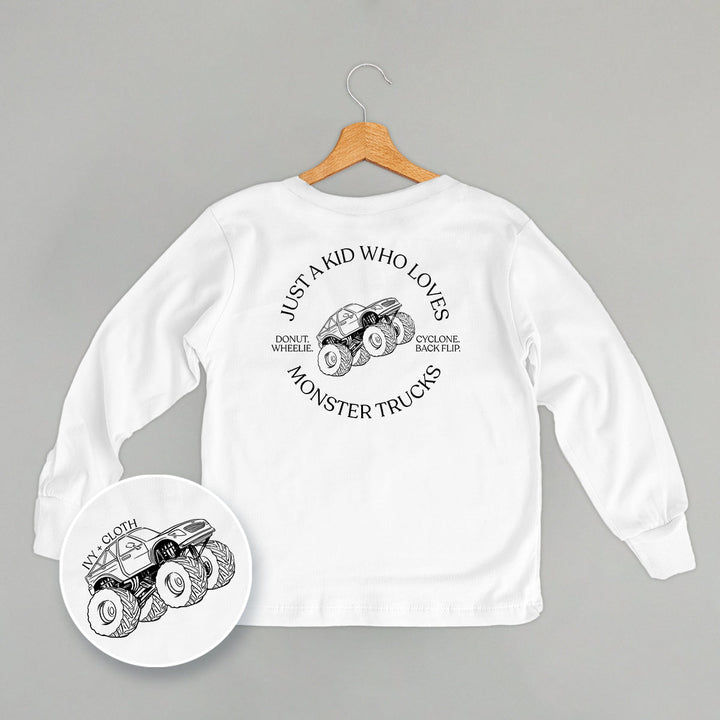 Just A Kid Who Loves Monster Trucks (Kids Back Print)