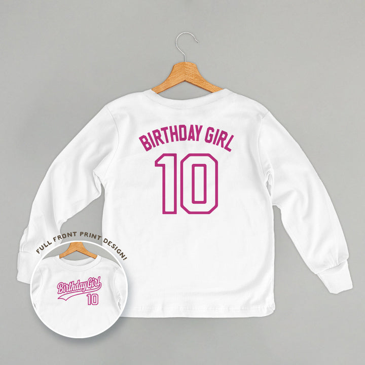 Birthday Girl Varsity #10 (Kids Back Print)