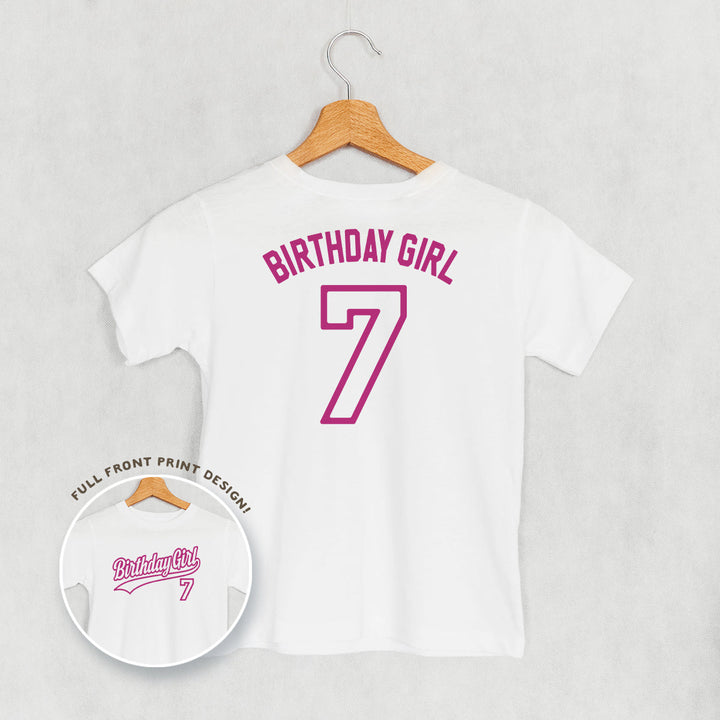 Birthday Girl Varsity #7 (Kids Back Print)