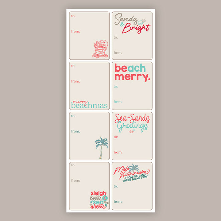 Merry Beachmas Holiday Tags (Sticker Sheet)
