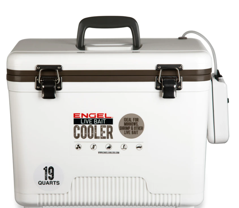 19qt Live Bait Drybox/Cooler with 2 speed aerator pump and net
