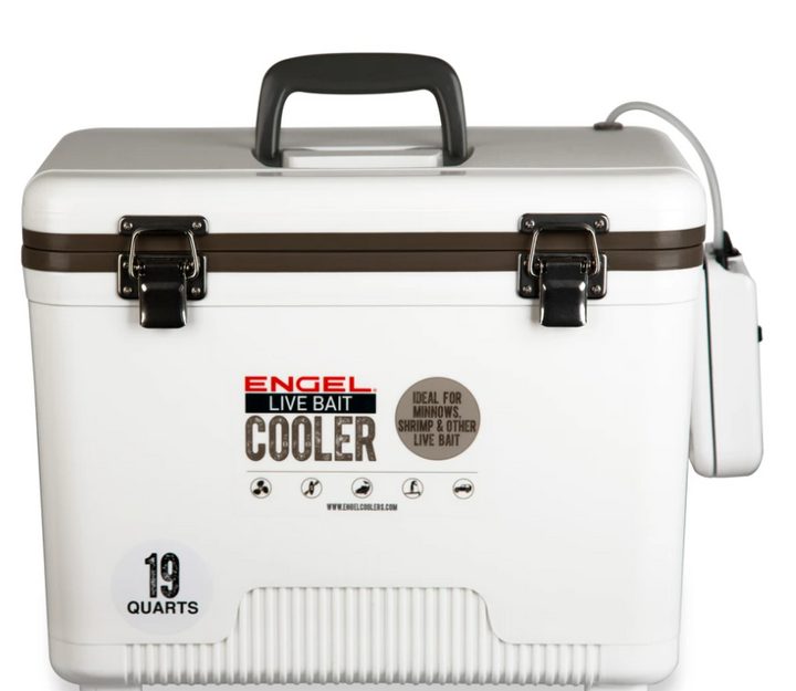 19qt Live Bait Drybox/Cooler with 2 speed aerator pump and net