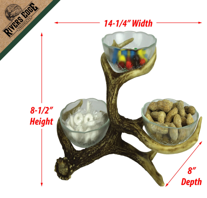 Rivers Edge Antler 3 bowl candy dish 889